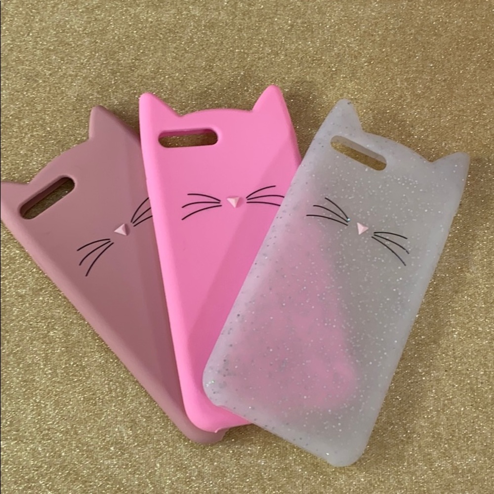 Phone Case Cat Ears iPhone 7 8 Plus Pink Clear NWT - Picture 1 of 10